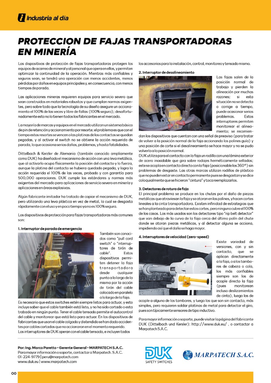 Cables Pullcords DUK en Minería